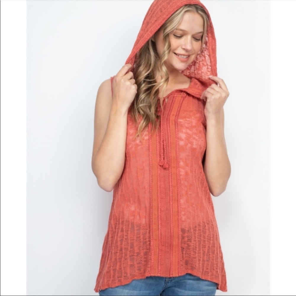 Hooded Knit Tank. 55% Cotton, 45% Polyester 1 Medium.
